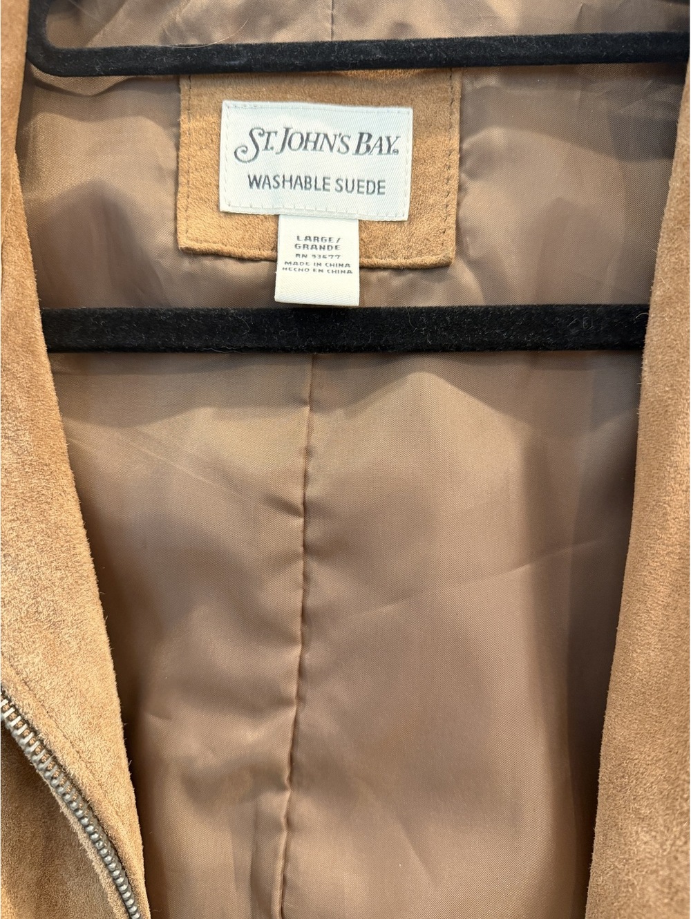 Vintage St. John's Bay Women's Large Tan Washable Suede Jacket with Zipper - Picture 2 of 4